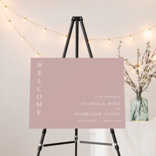 ROGUE Dusty Blush Pink Mauve Wedding Welcome Foam Board