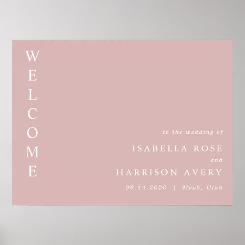 ROGUE Dusty Blush Pink Mauve Wedding Welcome Poster