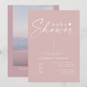 ROGUE Dusty Rose Blush Pink Mauve Girl Baby Shower Invitation