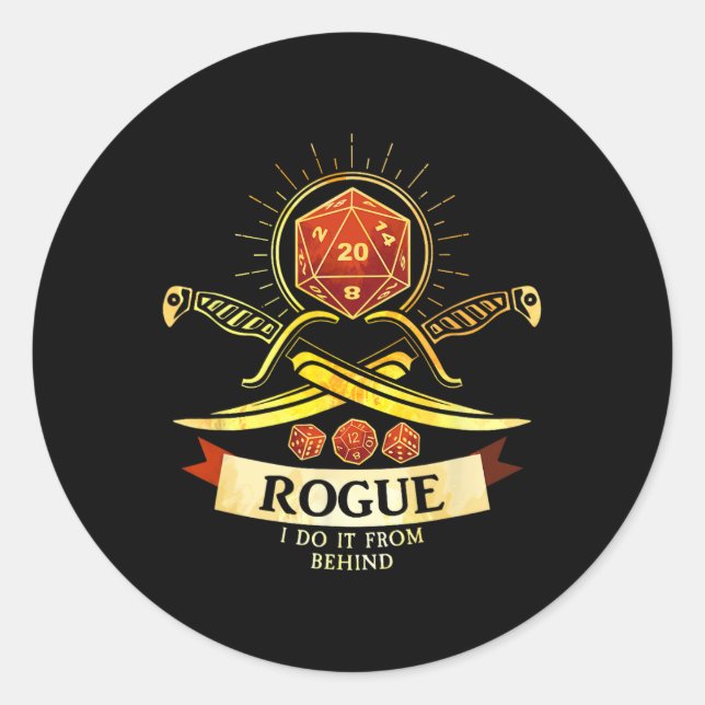 Rogue Fantasy Gamer Rpg Cl  Classic Round Sticker (Front)