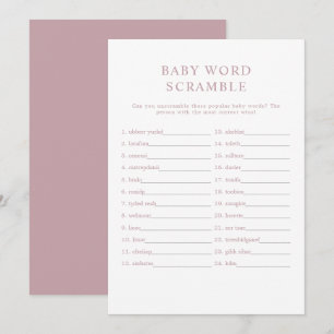 ROGUE Modern Dusty Rose Baby Word Scramble Game Invitation