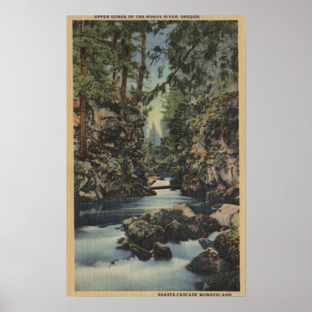 Rogue River, Oregon - Upper Gorge View of River Poster (Front)