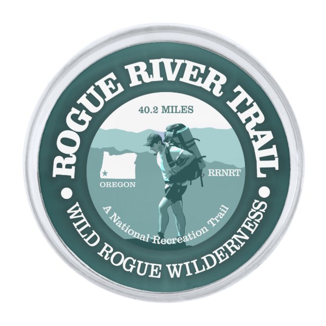 Rogue River Trail (T) Silver Finish Lapel Pin (Front)