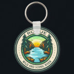 Rogue Wild and Scenic River Badge  Keychain<br><div class="desc">Rogue Wild and Scenic River illustration in a badge style circle.</div>