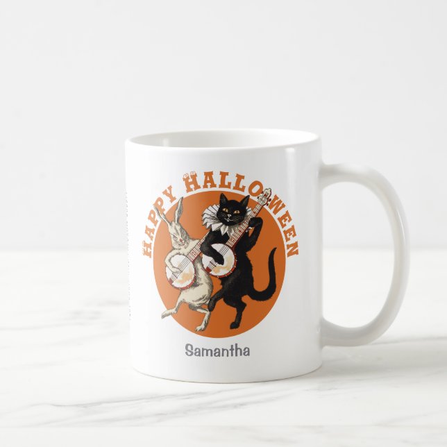 Roguish black cat and rabbit CC1053 Halloween Coffee Mug (Right)