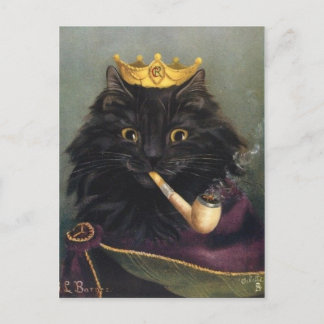 Roi chat postcard
