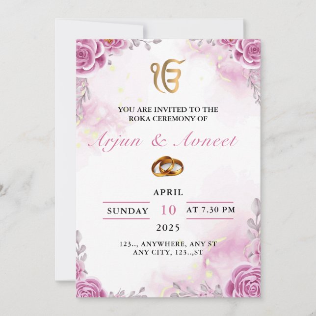 Roka Ceremony Invitation Card, Editable (Front)