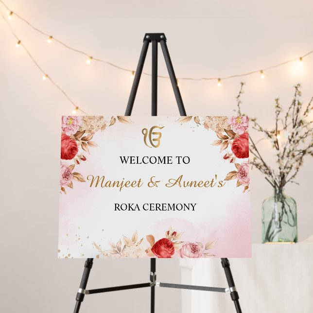 Roka Ceremony Welcome Sign , Engagement board (In Situ (Stand))