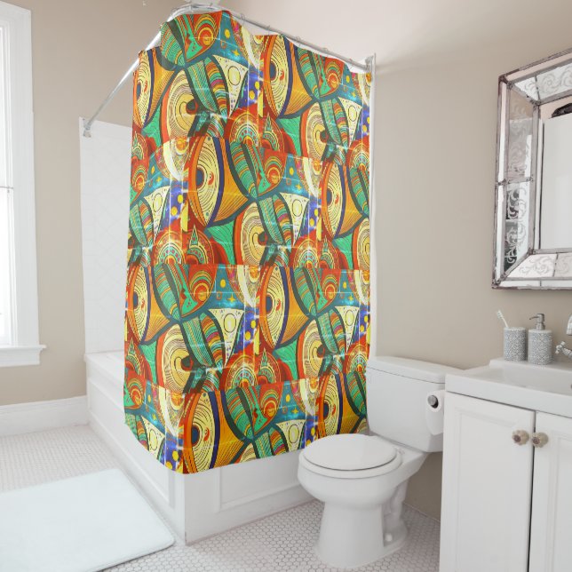 RokcloneDesigns 2024 Art Intelligence African Shower Curtain (In Situ)