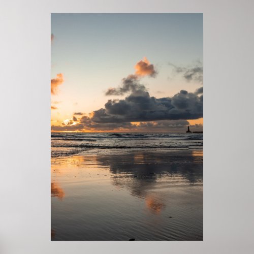 Roker Beach Reflections Poster