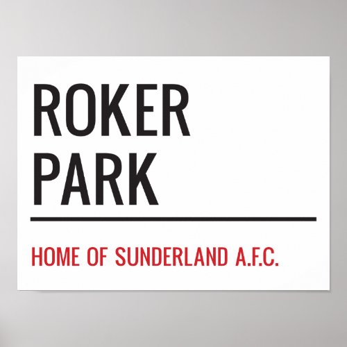 Roker Park Stadium Street Sign