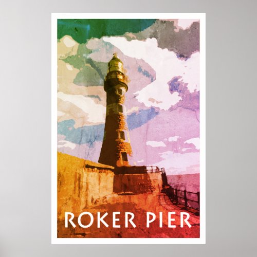 ROKER PIER SUNDERLAND Vintage Style Poster