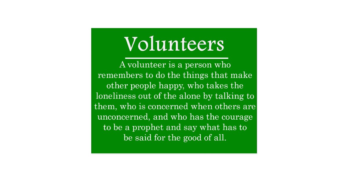 Role of Volunteers Postcard | Zazzle