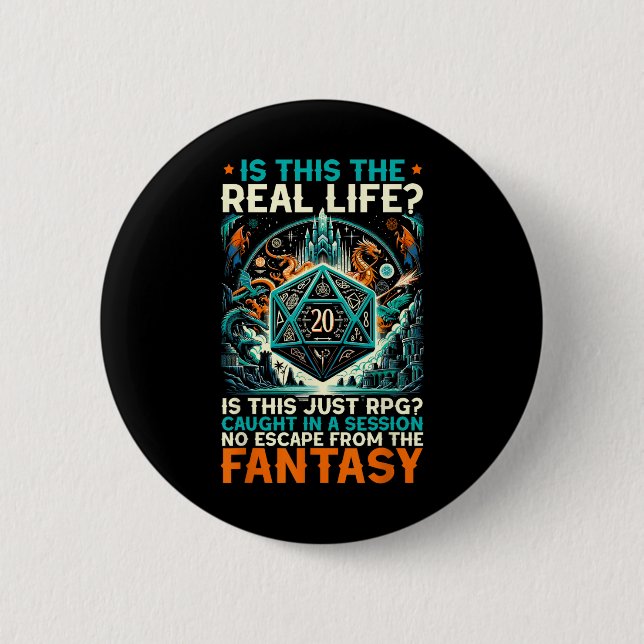 Role Playing Game Rpg Master D20 Tabletop Funny Rp Button (Front)