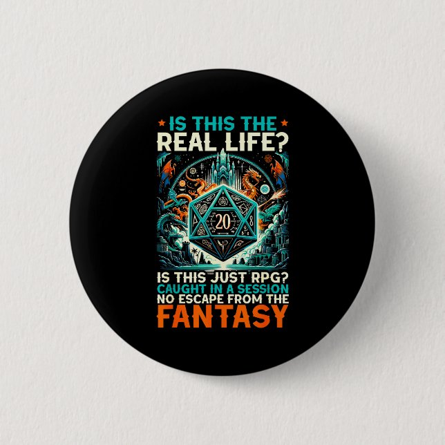 Role Playing Game Rpg Master D20 Tabletop Funny Rp Button (Front)