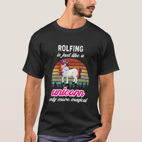 Rolfing Therapist Funny Unicorn Vintage Sunset Des T_Shirt