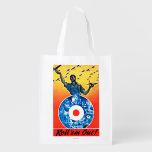 Vintage Canadian Reusable Grocery Bags Zazzle Roll Em Out Royal Canadian Air Force Reusable Grocery Bag