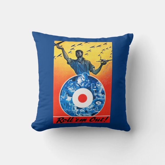 Roll 'em Out Royal Canadian Air Force Throw Pillow (Front)