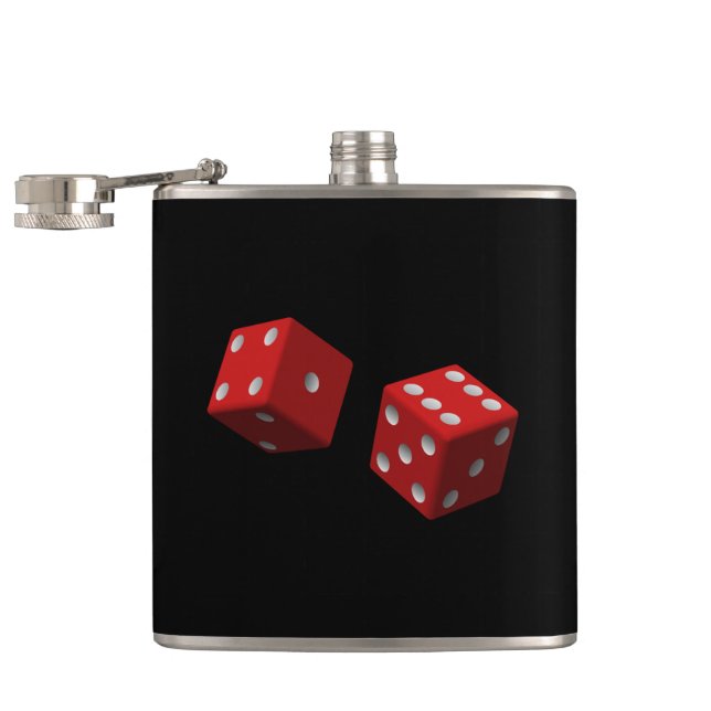 Roll 'Em Red Dice Six One Seven Las Vegas Craps Flask (Opened)