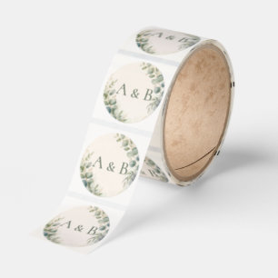 Roll:Eucalyptus Wedding Envelope Seals for Couple