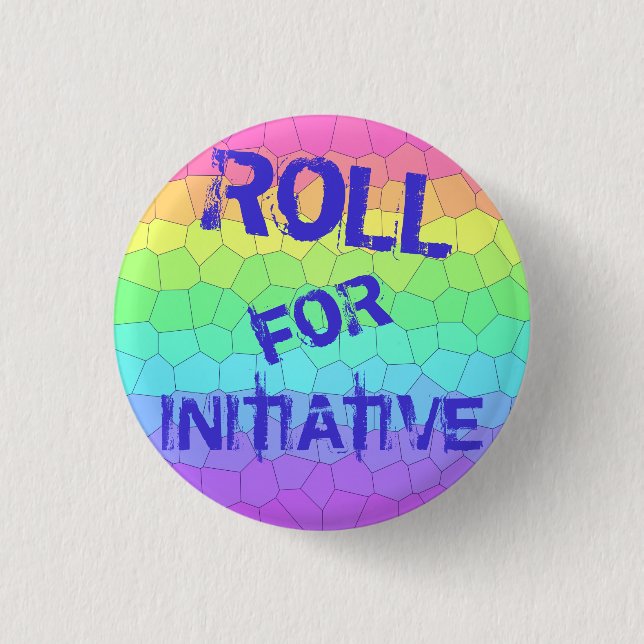 "Roll for Initiative" Distressed Dungeons Dragons Button (Front)