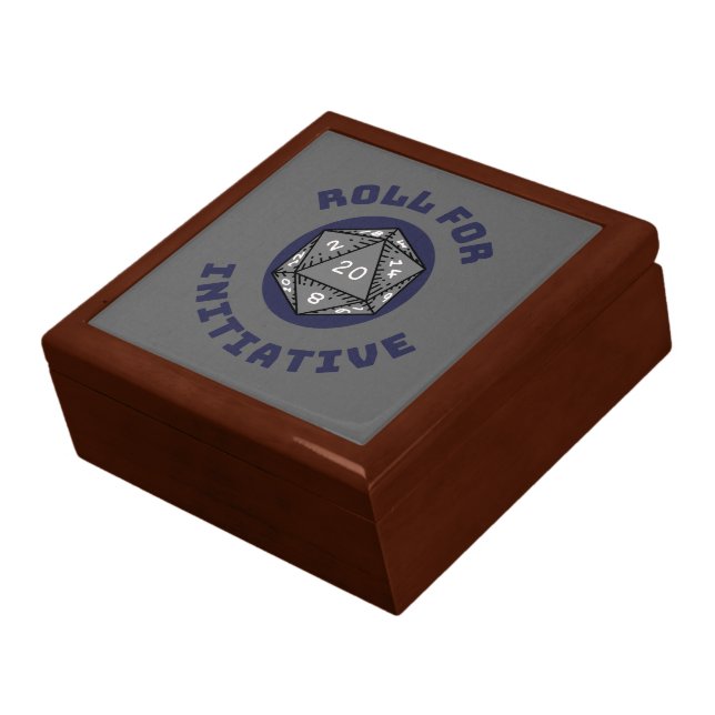 Roll For initiative Wooden Dice Tray With Lid Gift Box (Side)