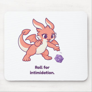 Roll for Intimidation Cute Dragon and D20 Mouse Pad