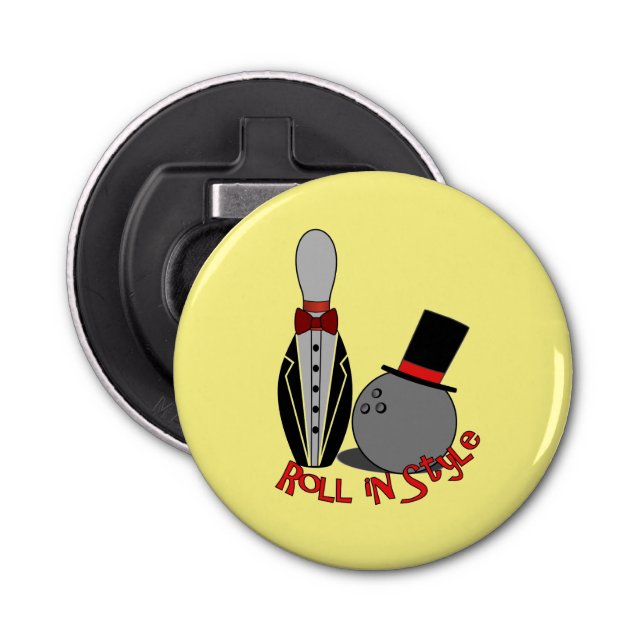 Roll in Style - Funny Bowling Party Favors Bottle Opener (Front)