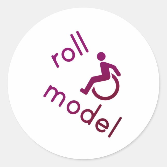 Roll Model - Disability Tees - in purple Classic Round Sticker (Front)