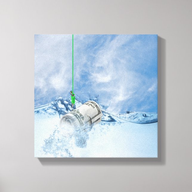 roll of money on fish hook canvas print (Front)
