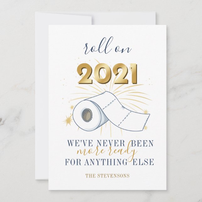 Roll On 2021 New Year Personalized Holiday Card (Front)
