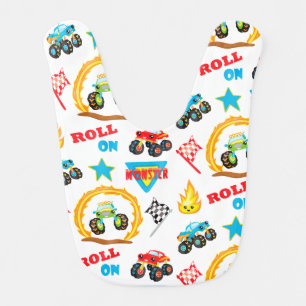 Roll On Monster Truck Baby Bib