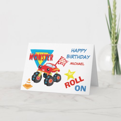 Roll On Monster Truck Birthday Card