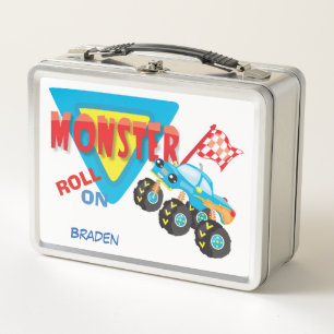 Roll On Monster Truck Personalized Metal Lunch Box