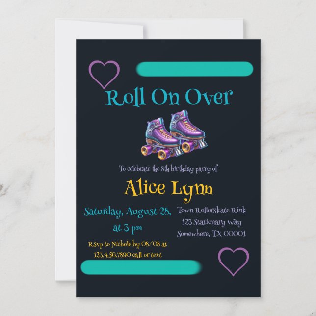 Roll On Over Child Birthday Party Invitation (Front)