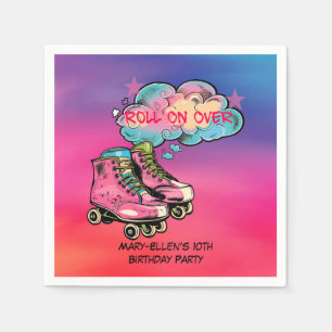 Roll on Over Roller Skate Girl Birthday Party Napkins