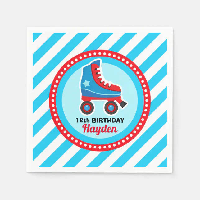 Roll on over! Roller Skate Sport Birthday Napkins Zazzle