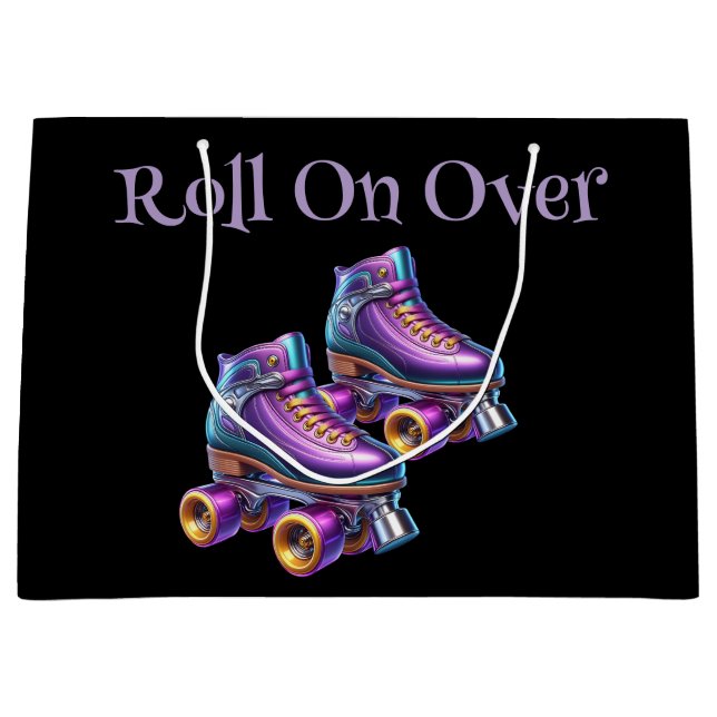 Roll On Over Rollerskate Birthday Party Large Gift Bag (Front)