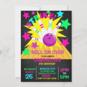 Roll On Over... STRIKE Bowling Birthday Party Invitation (Front)