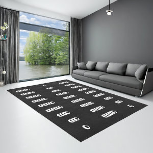 Roll Rings Abstract Black and White art Rug