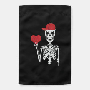 Roll Skeleton Hands Heart Valentines Day Skull Garden Flag