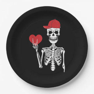 Roll Skeleton Hands Heart Valentines Day Skull Paper Plates