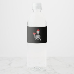 Roll Skeleton Hands Heart Valentines Day Skull Water Bottle Label