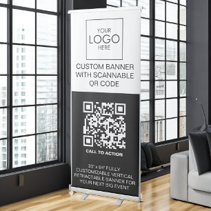 Roll Up Event Signage With QR Code Advertising  Retractable Banner