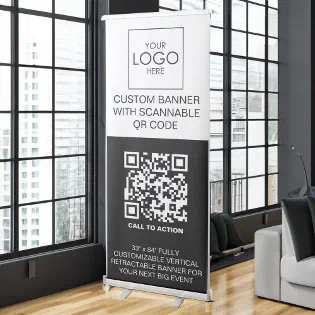 Roll Up Event Signage With QR Code Advertising  Retractable Banner