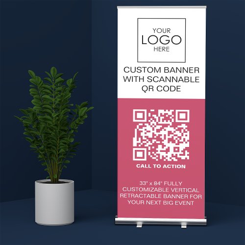 Roll Up Event Signage With QR Code Advertising  Retractable Banner