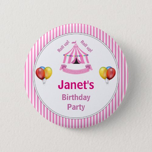 Roll up Roll up Circus Birthday Party Button