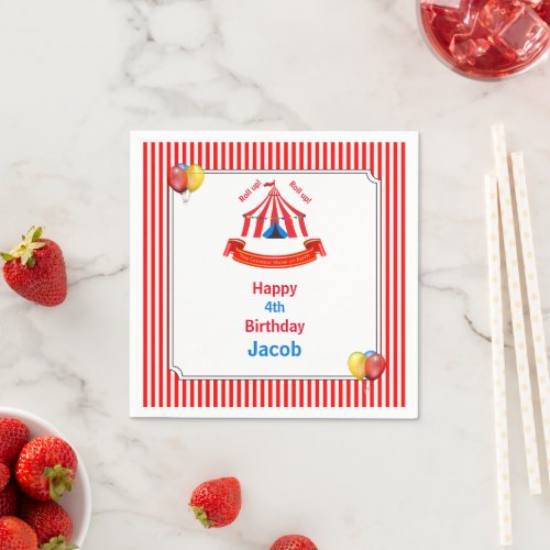 Roll up Roll up Circus Birthday Party Napkins