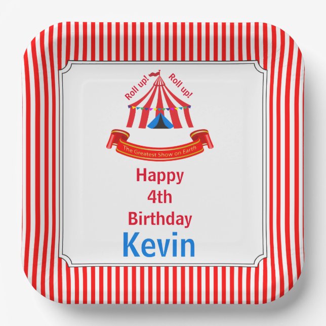 Roll up! Roll up! Circus Birthday Party Paper Plates (Front)