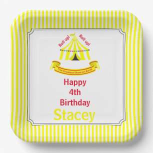 Roll up! Roll up! Circus Birthday Party Yellow Paper Plates